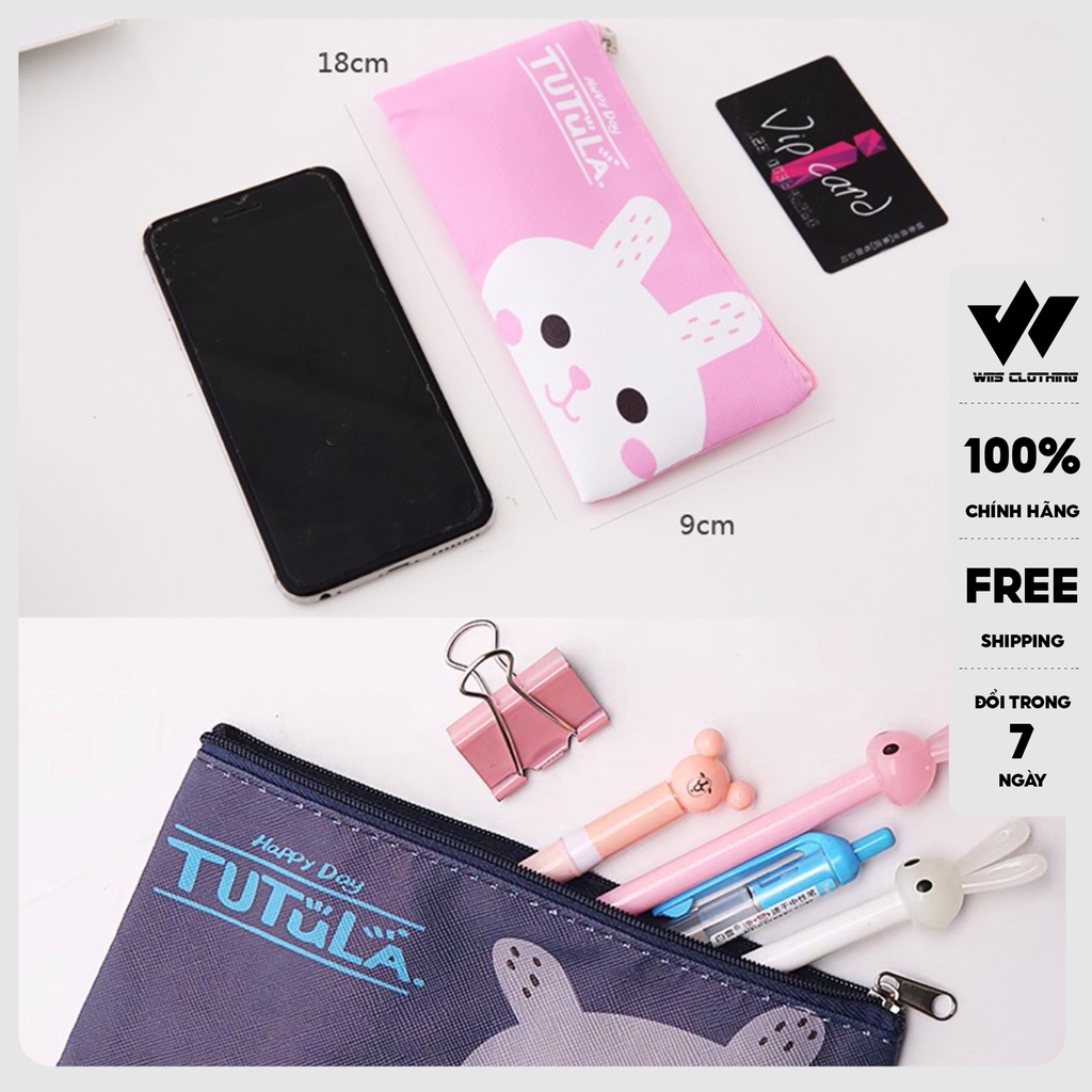 Túi đựng bút WIIS da Pu đựng viết, điện thoại, mắt kính kich thước 18.5CM x 9CM