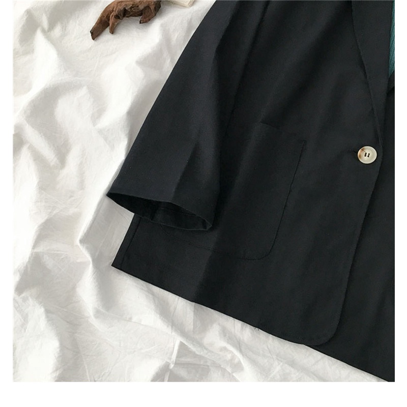 Áo khoác blazer kaki trơn phong cách retro Hàn Quốc 2 màu be, đen