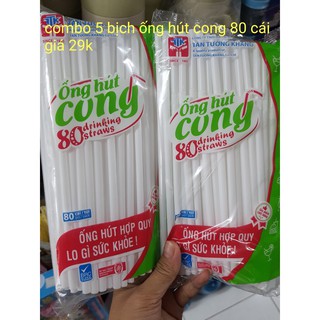 combo 5 bịch Ống Hút gập được NHIEU MAU (1 bịch 80 ống hút)
