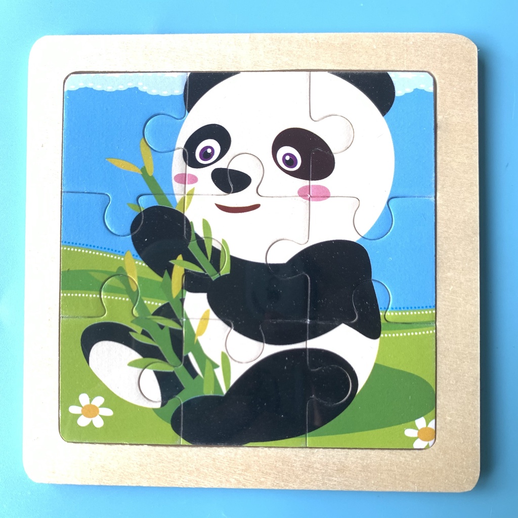 Tranh Xếp Hình 9 Mảnh Chủ Đề Động Vật Trong Rừng Size 11x11cm