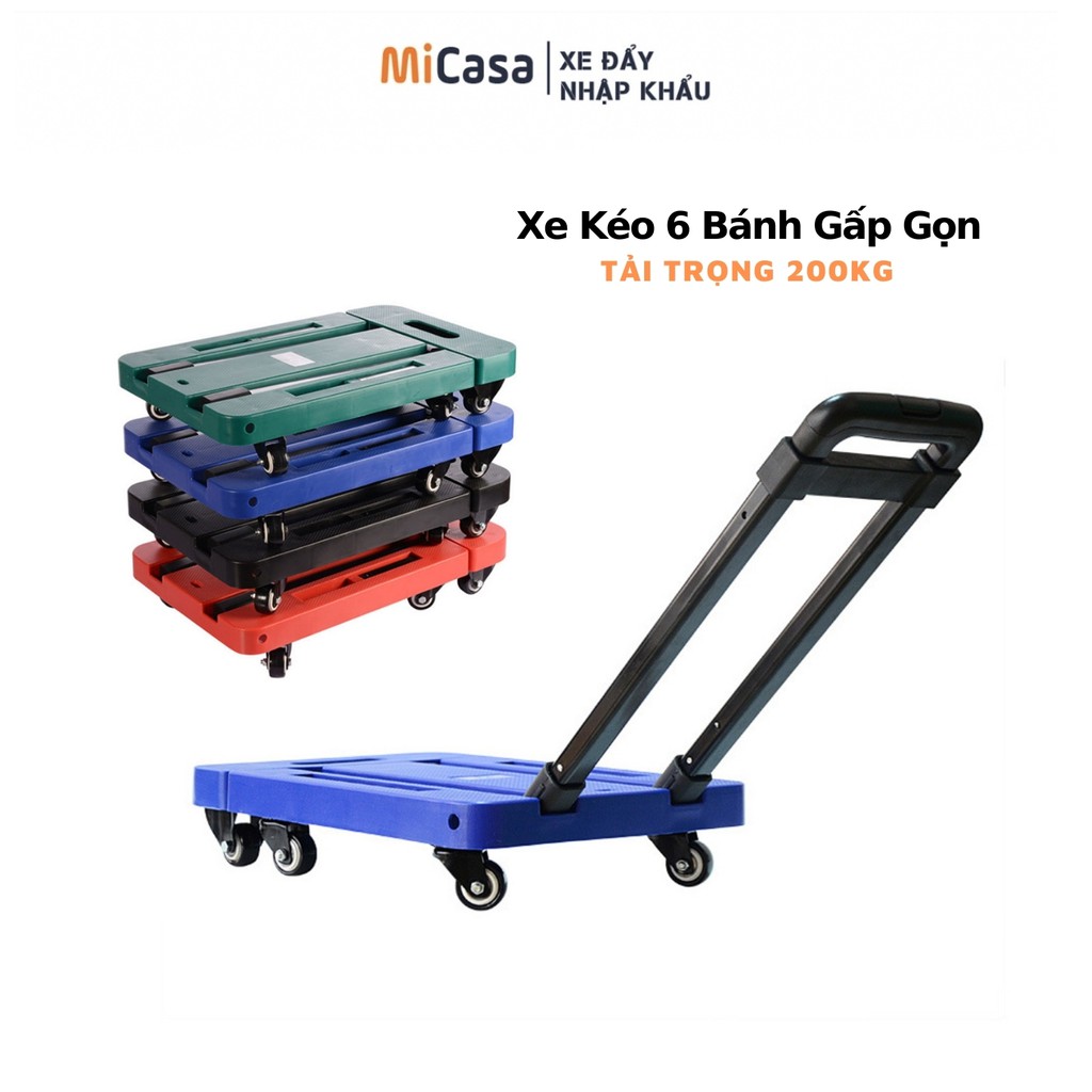 Xe Kéo 6 Bánh Hàng Nhập Khẩu Gấp Gọn Siêu Tải Trọng 200kg