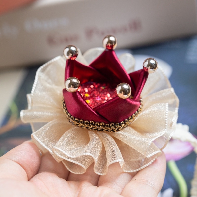Kẹp / Turban vương miện CHỦ TIỆC viền chân voan sang chảnh cho bé yêu
