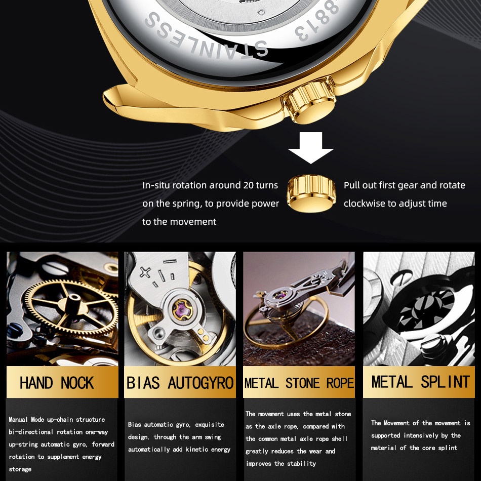 Đồng Hồ Cơ Tự Động Chexi Với Dây Da Sang Trọng Cho Nam