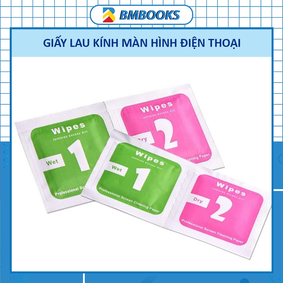 Giấy lau màn hình điện thoại, kính đeo, máy tính, ống kính máy ảnh vệ sinh các mặt kính siêu sạch BMBooks