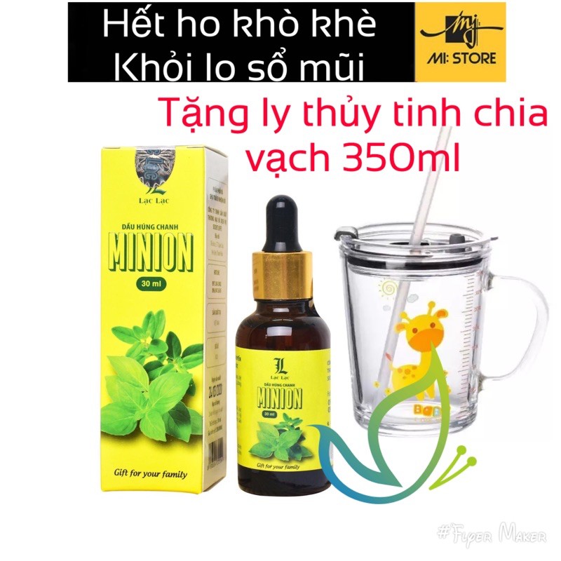 (chính  hãng + quà  tặng ) dầu húng chanh minion bé hết ho khò khè - tiêu đờm - giảm ho - dễ uống