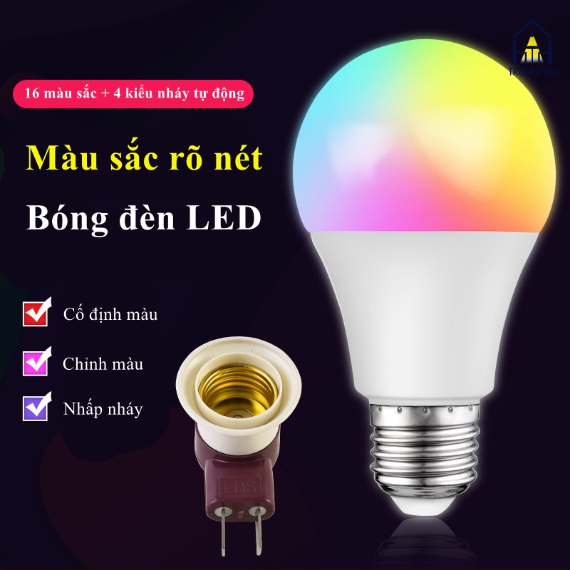 🔥 HCM 🔥 Đèn led Tiktok bóng đèn RGB đổi màu kèm remote ánh sáng lớn trang trí dành cho livestream đèn ngủ đèn rọi sàn