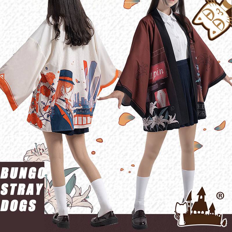 Áo khoác kimono hóa trang Haori Osamu Dazai trong phim hoạt hình Bungo Stray Dogs