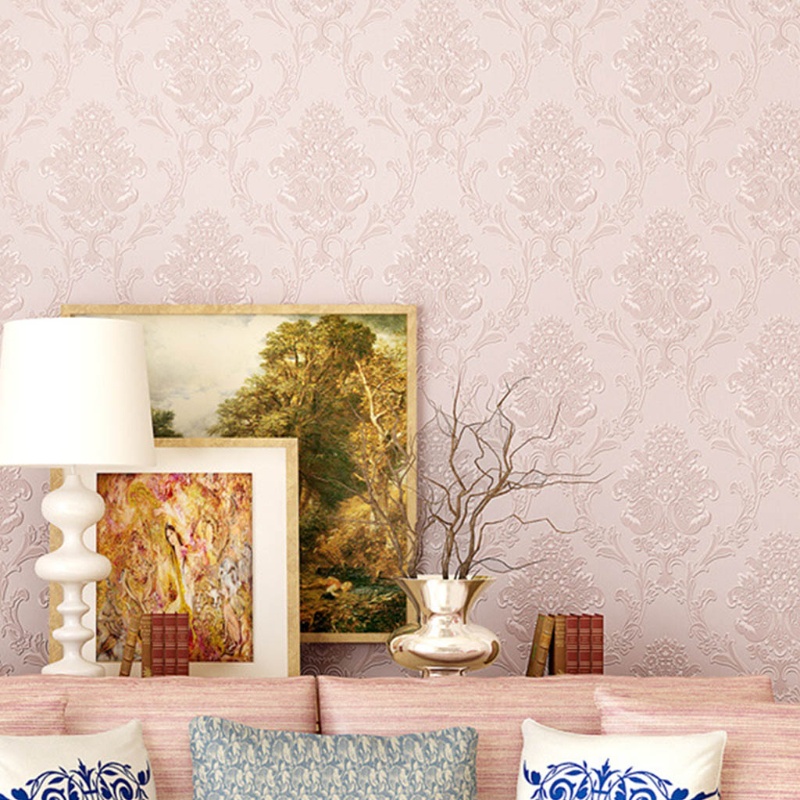 Giấy Dán Tường Không Dệt Dập Nổi Họa Tiết Hoa 3D Nhiều Màu Trang Trí Nội Thất