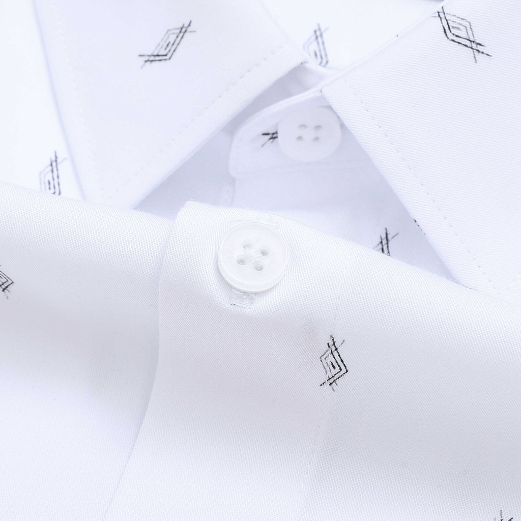 Áo sơ mi nam dài tay ARISTINO trắng in họa tiết đen tạo điểm nhấn độc đáo, ấn tượng -  ALS01202