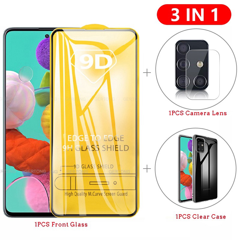 Ốp điện thoại TPU + kính cường lực 9D cho Samsung Galaxy A10S A50 A50S A30S A71 A51 A70 A30 A20 A10 A5 A7 A8 J4 J6 J8 A6 Plus 2018