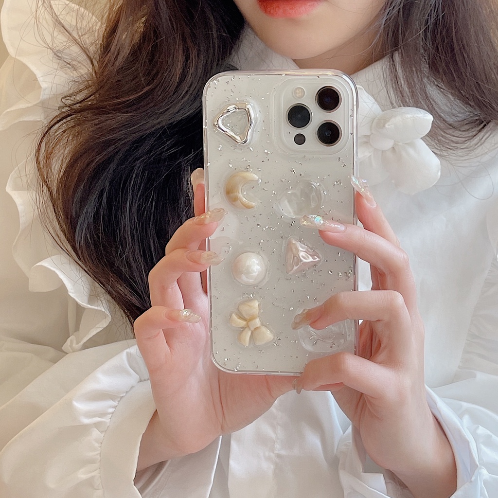 Ốp Điện Thoại Dán Keo Chống Rơi Họa Tiết Nơ Ba Chiều Cho iphone13promax 11pro 12pro