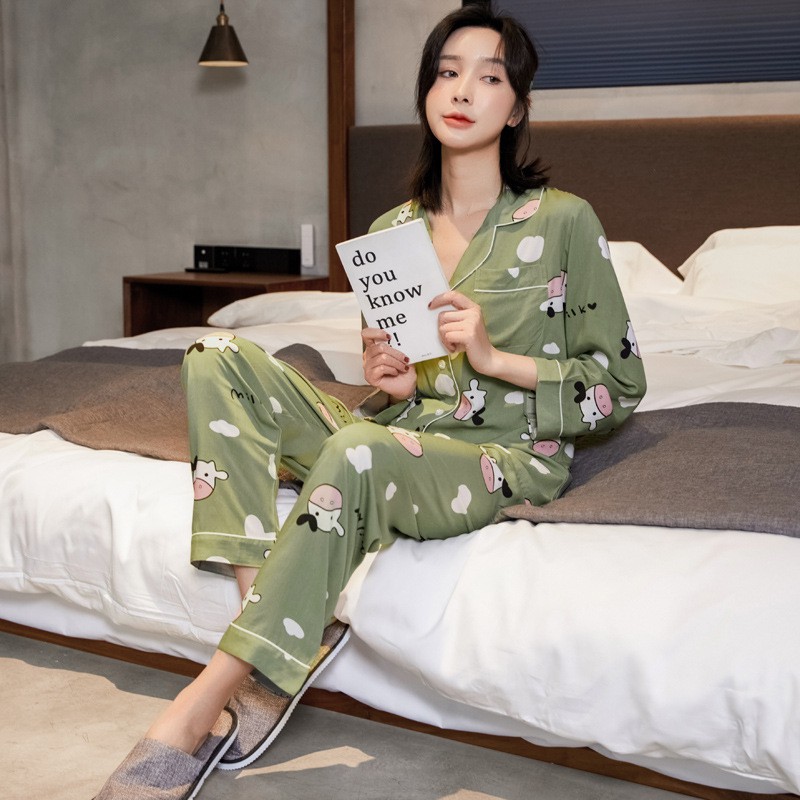 Đồ Bộ Pijama - Set Ngủ Dài Tay Vải Đũi Lụa Nhiều Mẫu Họa Tiết Đơn Giản DDDP02