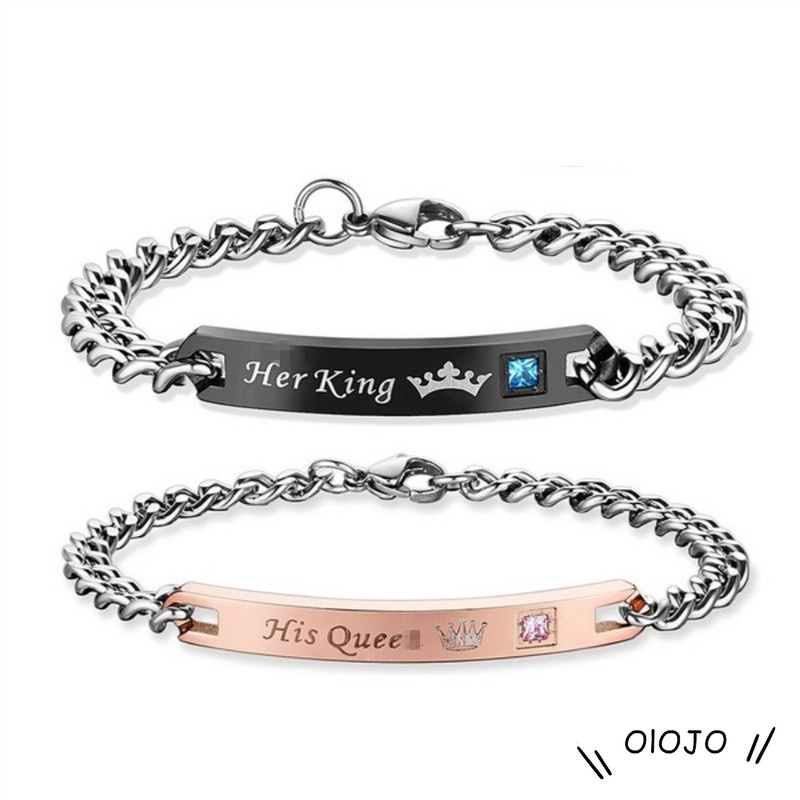His Vòng Tay Đôi Khắc Chữ His Queen Her King