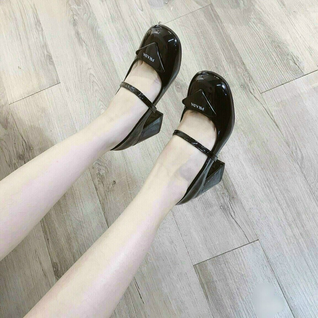 Giày cao gót nữ bít mũi khóa chữ cao 7 phân chất da bóng mịn cao cấp phong cách Vintage MT Shoes