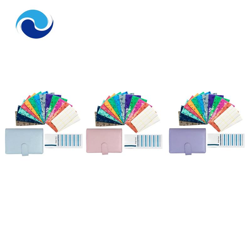 Sổ còng lá rời với phong bì đựng tiền mặt/ 12 phong bì dạng mở dáng dọc có đục lỗ dùng lập kế hoạch thu chi màu hồng