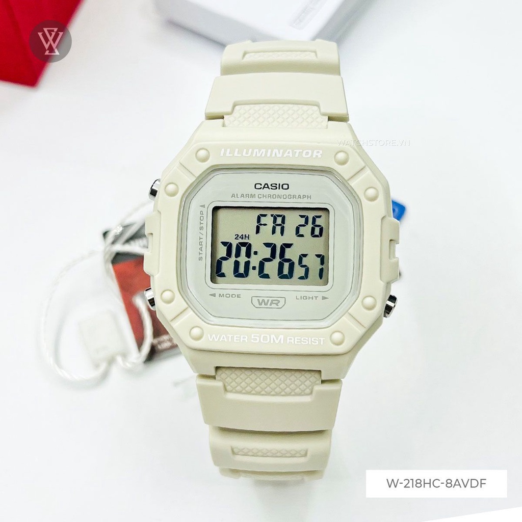 Đồng Hồ Điện Tử Nam Casio WATCHSTORE W-218HC-8AVDF Thiết Kế Mặt Kính Khoáng 43mm Phong Cách Trẻ Trung Năng Động