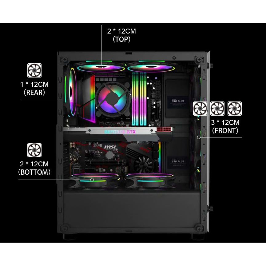 [Mã 154ELSALE2 giảm 7% đơn 300K] Vỏ Case V3-A 1STPLAYER Gaming (KÈM 4 FAN G6 RGB)