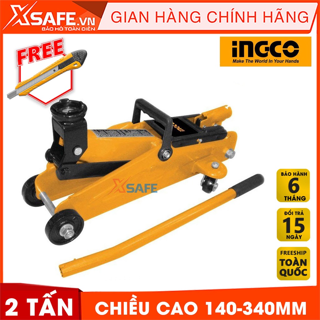 Đội cá sấu INGCO HFJ201 con đội 2 tấn, cao tối thiểu 140mm, cao tối đa 340mm, di chuyển 200 mm, di chuyển nhiều loại máy