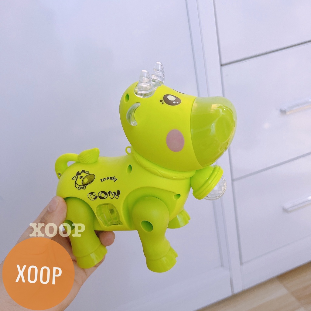 [Tặng pin] Đồ chơi con bò đi lại có nhạc phát sáng đáng yêu cho bé