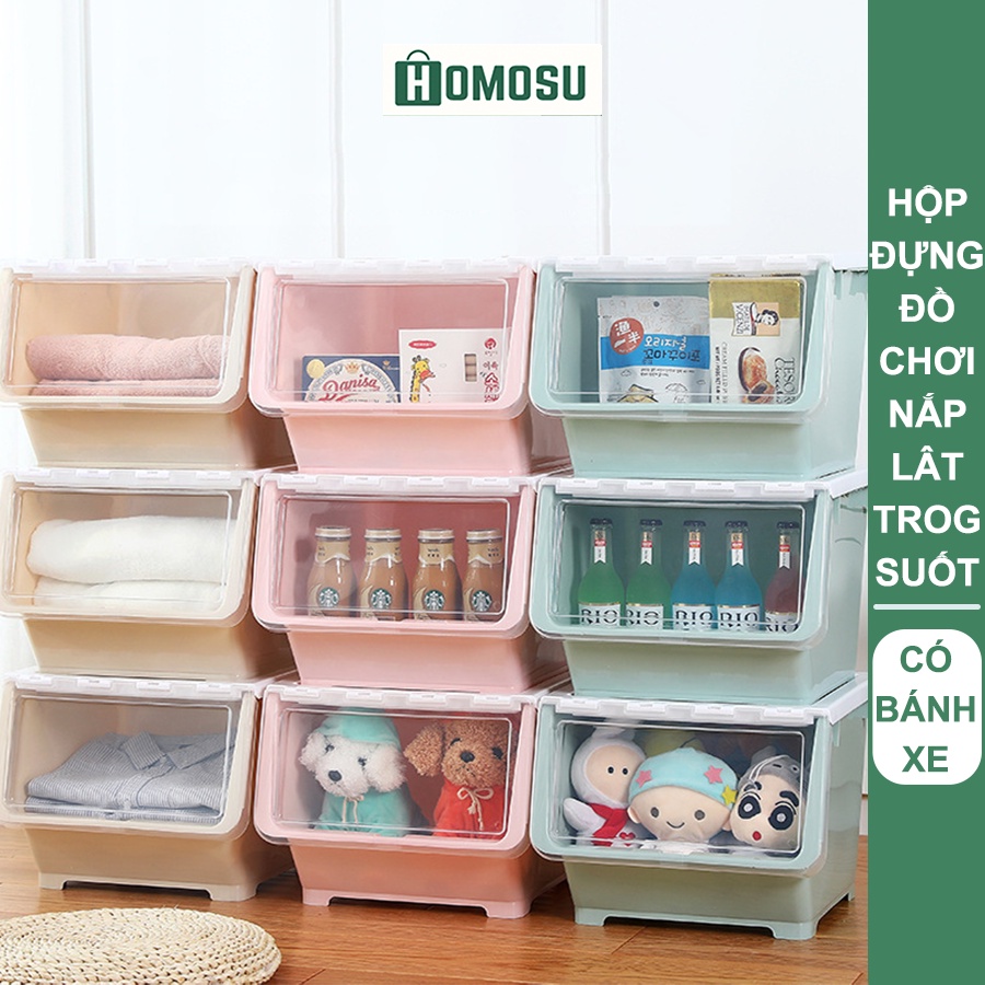 Hộp Đựng Đồ Chơi Nắp Trong, Thùng Đựng Đồ Chơi Có Bánh Xe Nhiều Màu Siêu Tiện Ích Q012