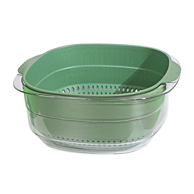 Rổ Rửa Rau Củ Quả Hai Lớp Bằng Nhựa Màu Sắc Tương Phản Sáng Tạo Dành Cho Nhà Bếp