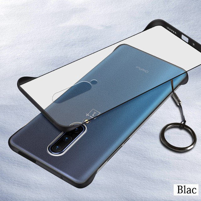 Ốp điện thoại trong suốt viền có màu kèm móc khóa dạng nhẫn tiện lợi cho OnePlus 7 Pro