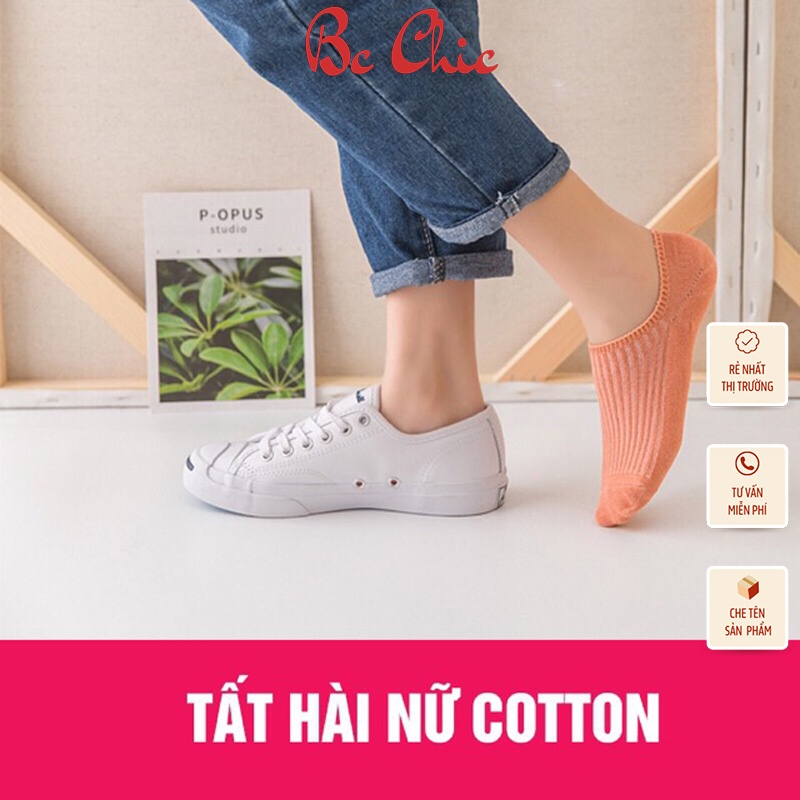 Tất Nữ , Tất thuyền cổ ngắn mùa hè tiện lợi ❤️ Tất Cotton trơn chống trượt cho nữ mã PKT434 BC_CHIC LINGERIE