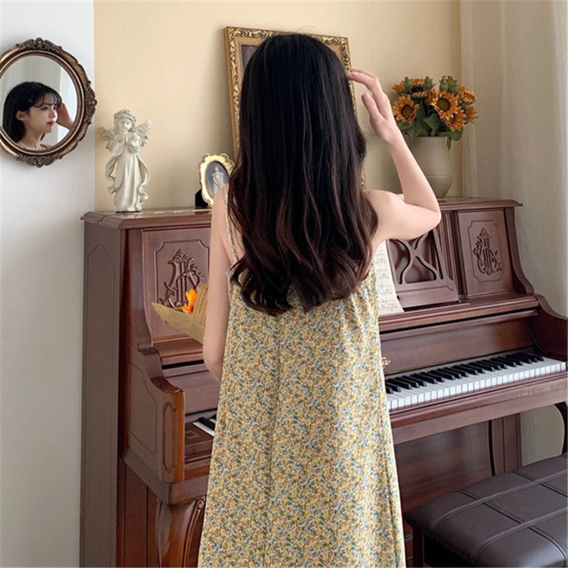 Váy Hai Dây Hoa Nhí, Đầm Dây Hai Lớp Dáng Suông