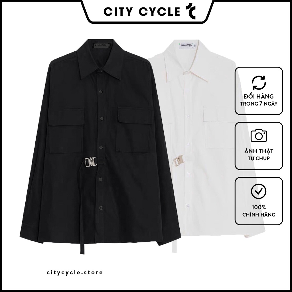 Áo sơ mi nam nữ khóa bấm City Cycle - áo dài tay cổ bẻ kiểu dáng Unisex Local Brand /ha**