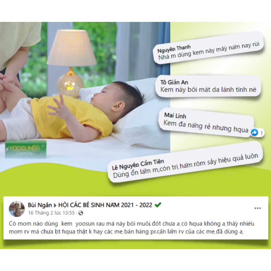 Combo 4 tuýp kem dịu mẩn ngứa, ngừa mụn, mát da YOOSUN Rau má 25gr/tuýp-Tặng một phần quà bất kỳ