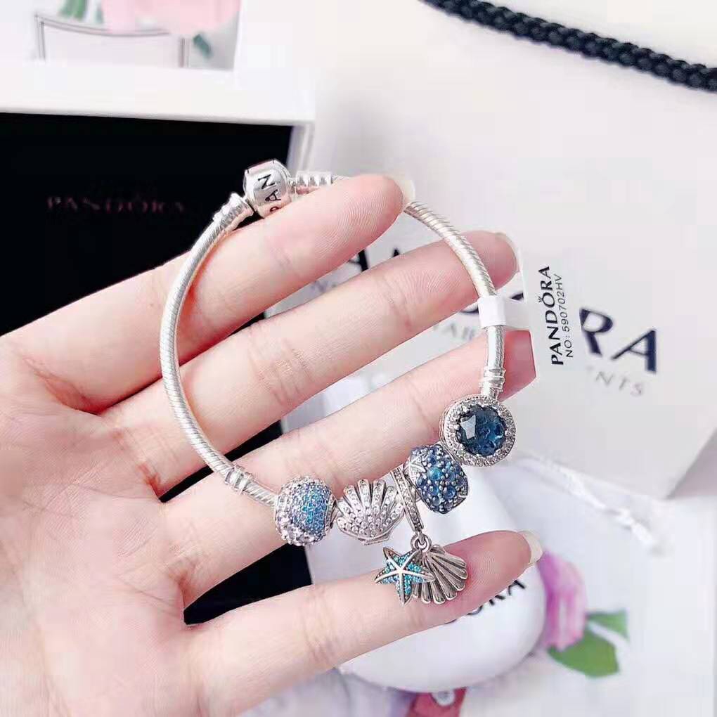 PANDORA CHARMS PANDORA Vòng Tay Kim Loại Mạ Bạc 925 Đính Đá Nhân Tạo Bstz089