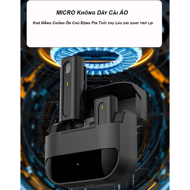Mic Thu Âm Điện Thoại Không Dây Cao Cấp Collar M - Dòng Micro Thu Âm Kẹp Áo Đa Năng Cho Âm Thanh Cực Tốt, Pin Trâu