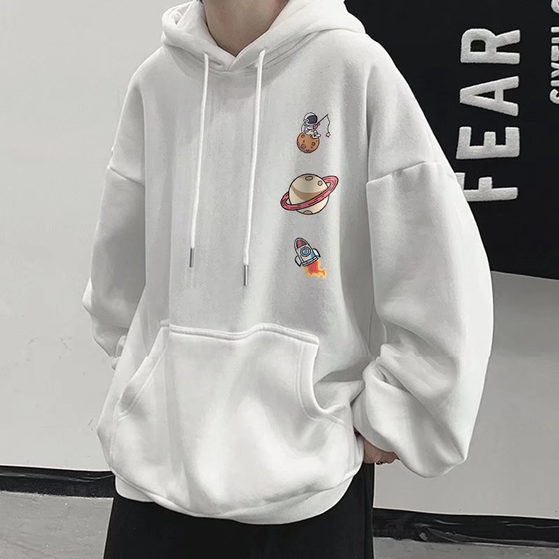 Áo hoodie Mùa Đông Dáng Suông Có Túi Tay Dài In Họa Tiết Phi Hành Gia Thời Trang Thoải Mái Size M-8XL Phong Cách Hàn Quốc Cho Nam