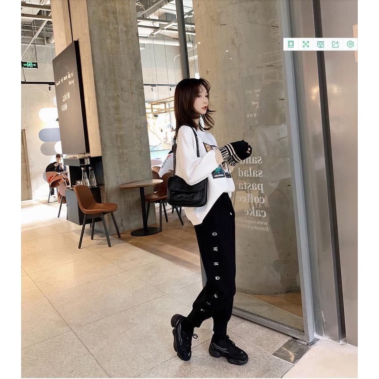 【45-125KG】 Plus Size Quần Dài In Chữ Giản Dị Dành Cho Nữ C8143