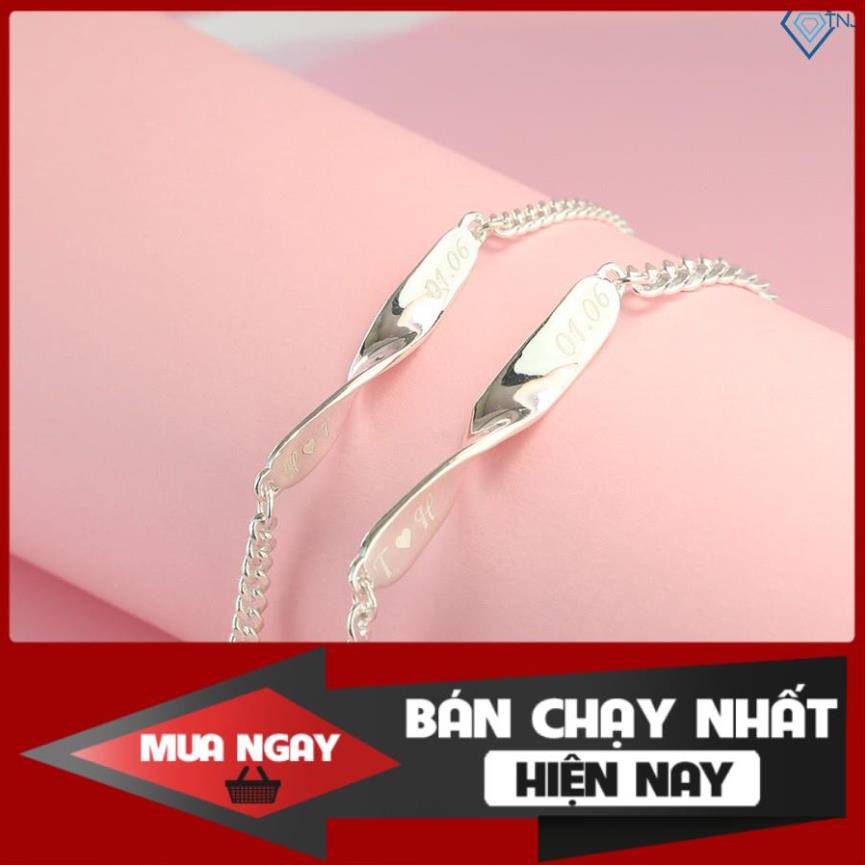 Vòng tay đôi nam nữ, vòng tay cặp vô cực khắc tên, lắc tay đôi bạc 925 LTD0011 - Trang Sức TNJ