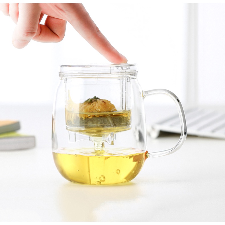 Ly lọc trà thủy tinh lõi PC S023 600mL / S003 400ml - Cốc trà thủy tinh chịu nhiệt lõi PC/ Lõi thủy tinh