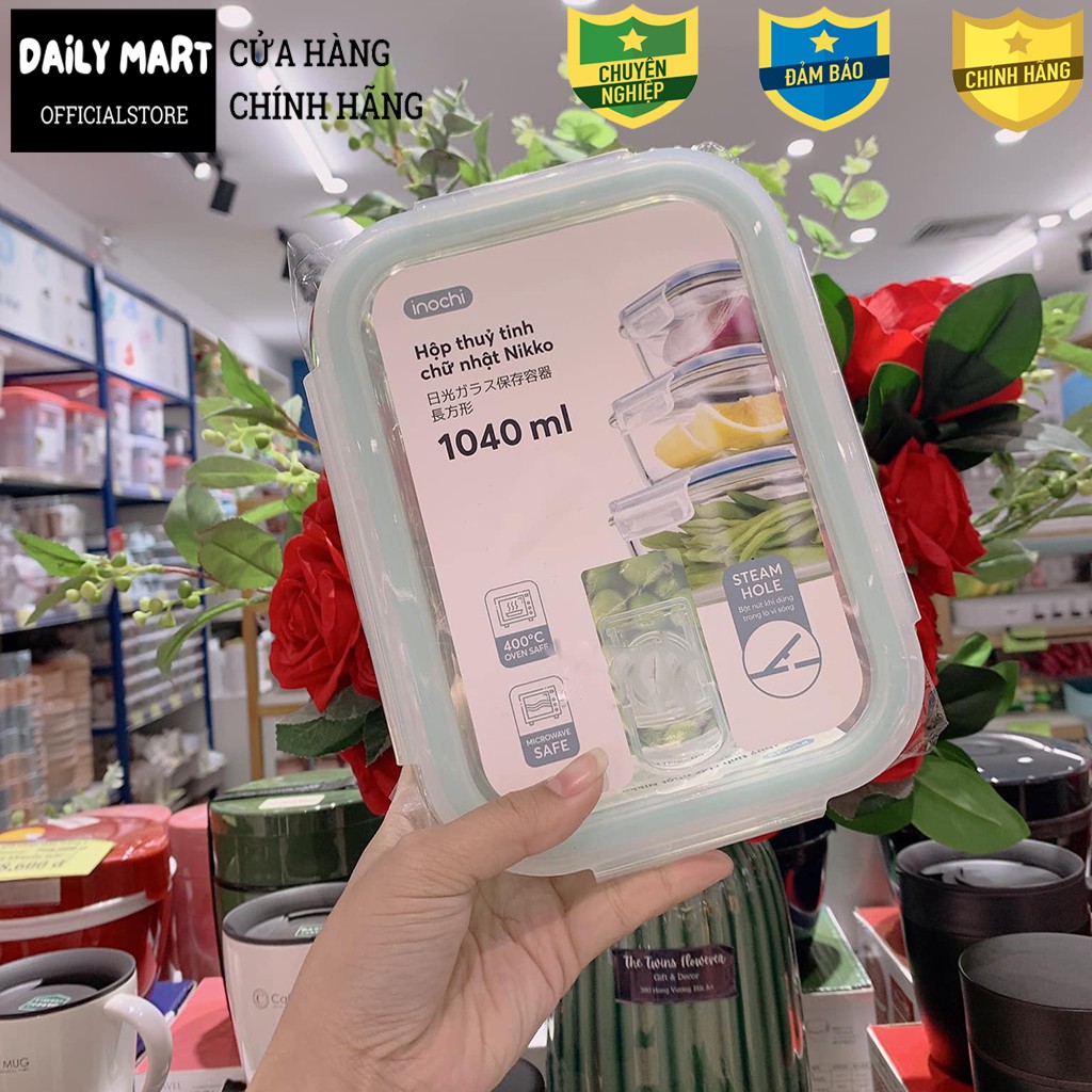 [4 Size] Hộp Thủy Tinh Đựng Thực Phẩm, Hộp Bảo Quản Thức Ăn Dạng Chữ Nhật NIKKO Inochi | BigBuy360 - bigbuy360.vn