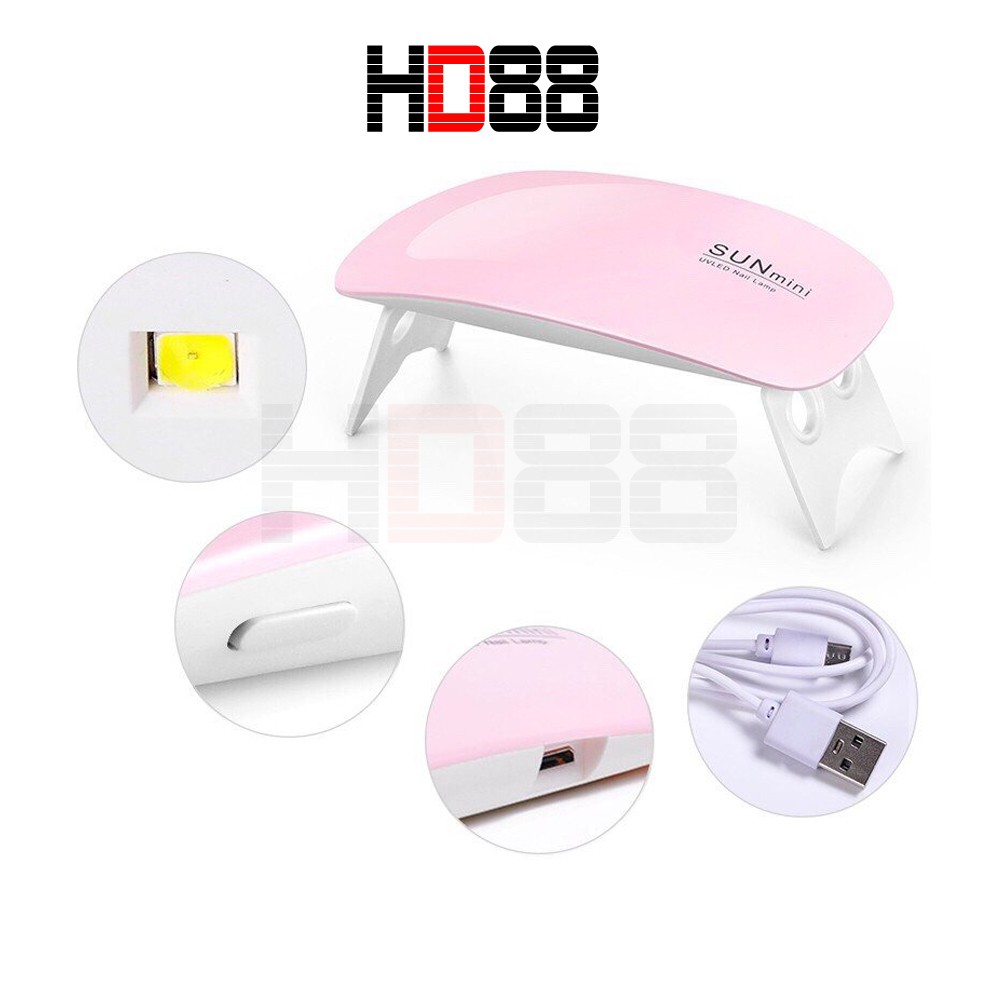 Máy Hơ Gel SUN MINI  chuyên dùng cá nhân làm móng tay. hơ sơn gel, base top gel, màu gels HD88