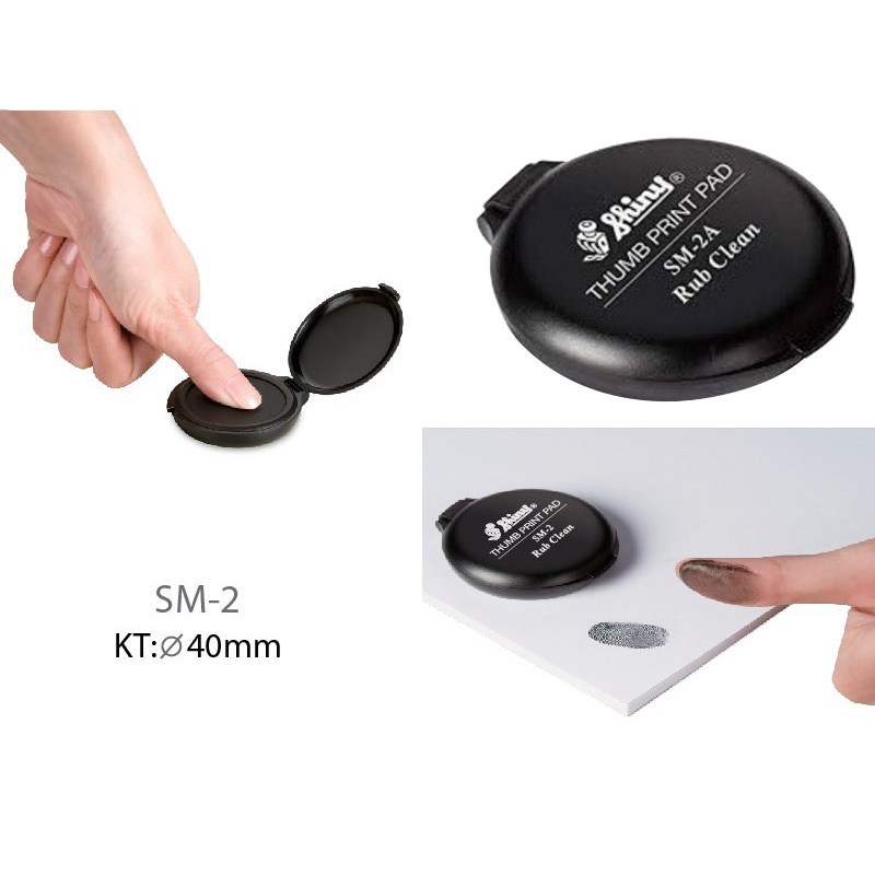 Khay tampon mực lăn tay Shiny SM2/SM2A Thumb print pad - Hộp mực lăn chỉ tay SM2/SM2A màu xanh, màu đỏ, màu đen