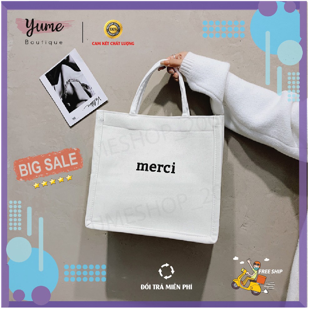 [FreeShip] Túi Vải Merci Loại 1, Túi Tote, Cỡ Lớn Thời Trang YUME Đựng Nhiều Đồ Cực Đẹp 2021 TMC