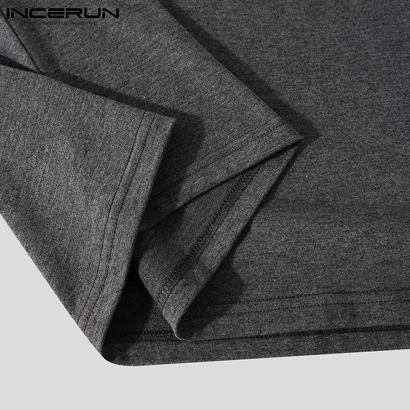 Áo INCERUN Tay Dài Cổ Cao Vải Mỏng Đơn Giản Phong Cách Cơ Bản 3 Màu Tùy Chọn Dành Cho Nam