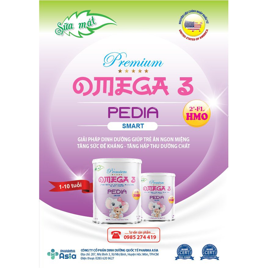 Sữa Bột  Omega 3+ Pedia Smart 900g cho trẻ biếng , thấp còi