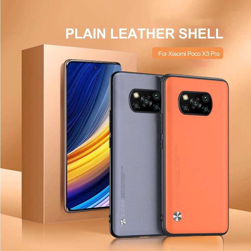 Ốp điện thoại da màu trơn sang trọng chống sốc cho xiaomi mi poco x3 nfc x 3 pro