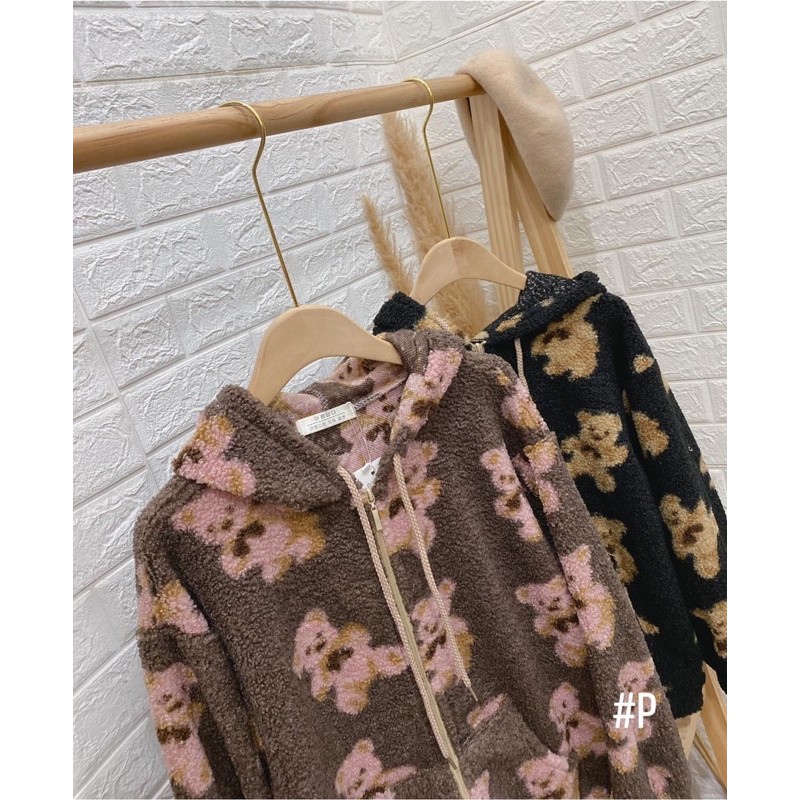 [Giá Sốc] Áo Khoác Có Mũ Lông Gấu Đáng Yêu, Áo Nỉ Lông Túi Bên Có Ảnh Thật Kèm Video | BigBuy360 - bigbuy360.vn