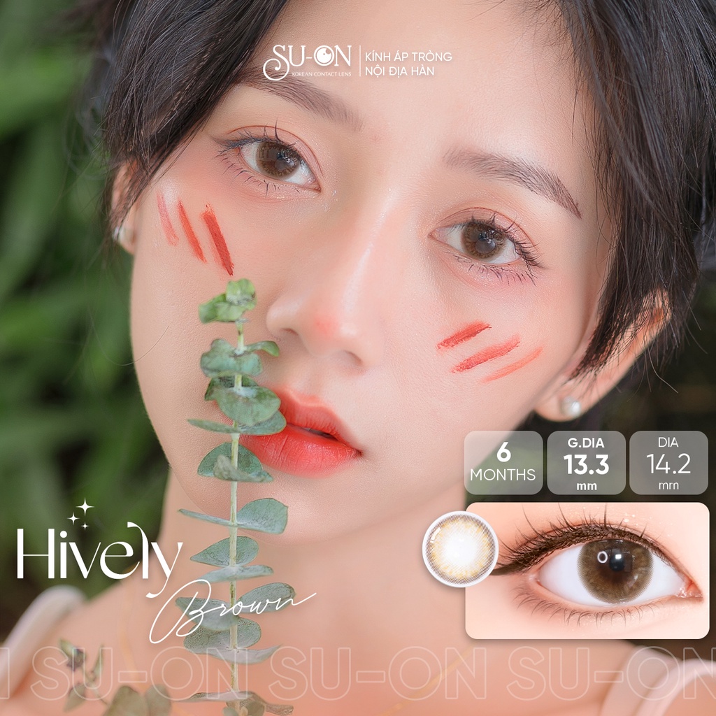 Lens 6 tháng Olens Hively brown nâu trong tự nhiên, áp tròng 14.2mm