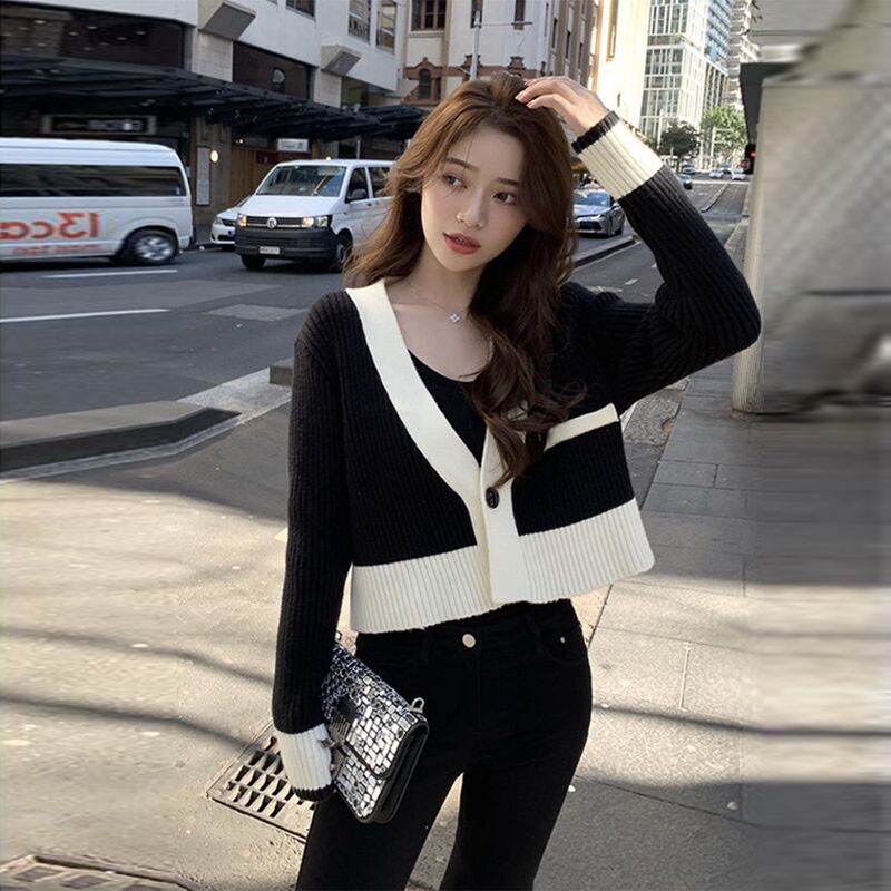 Áo Khoác Cardigan Dệt Kim Cổ Tim Xinh Xắn Thời Trang Cho Nữ