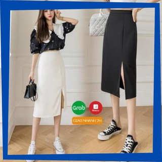 Chân Váy Chữ A Dài, Chân Váy Midi Lưng Cao Xẻ Tà Thời Trang Mùa Hè Phong Cách Hàn Quốc Trẻ Trung, Năng Động.