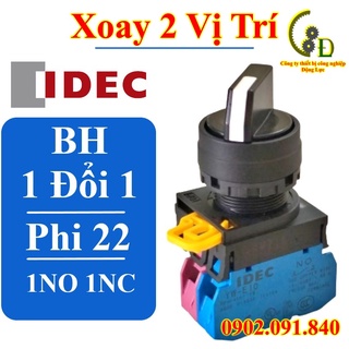 Công tắc xoay chuyển mạch 2 vị trí tự giữ phi 22mm 1NO 1NC series IDEC YW1S-2E11