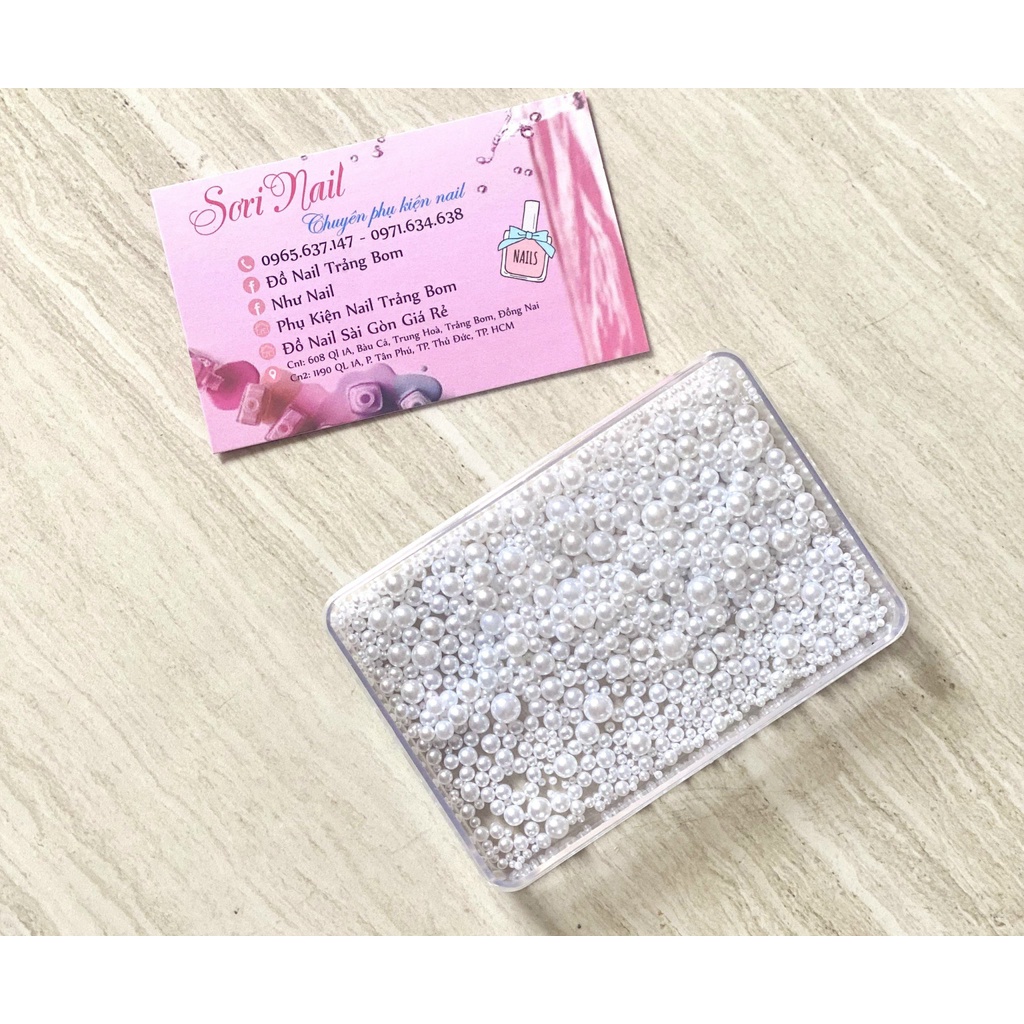 Khay Hạt Trai Tròn Set Hạt Trai Nhiều Size Nail