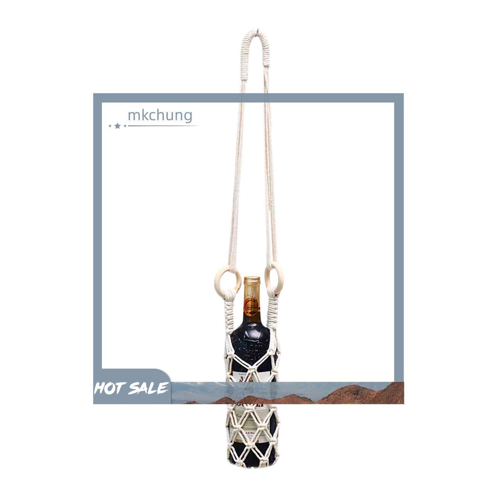 Túi Lưới Cotton Đựng Chai Rượu Vang Có Móc Treo Tiện Dụng